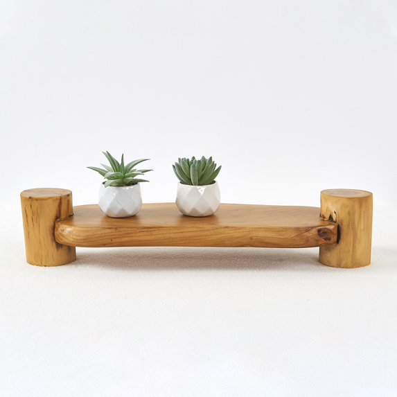 Natural Cedar Wood Serving Stand Rustic Wooden Pedestal Multi-Purpose Display Stand
