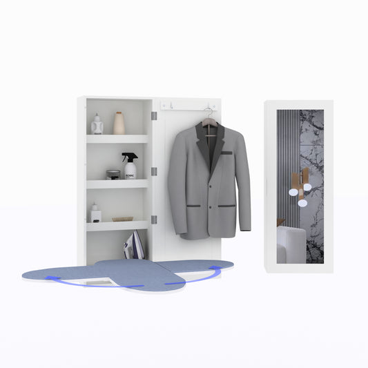 GLSCASA Swivel Built-In Center Ironing Board cabinet,White Finish