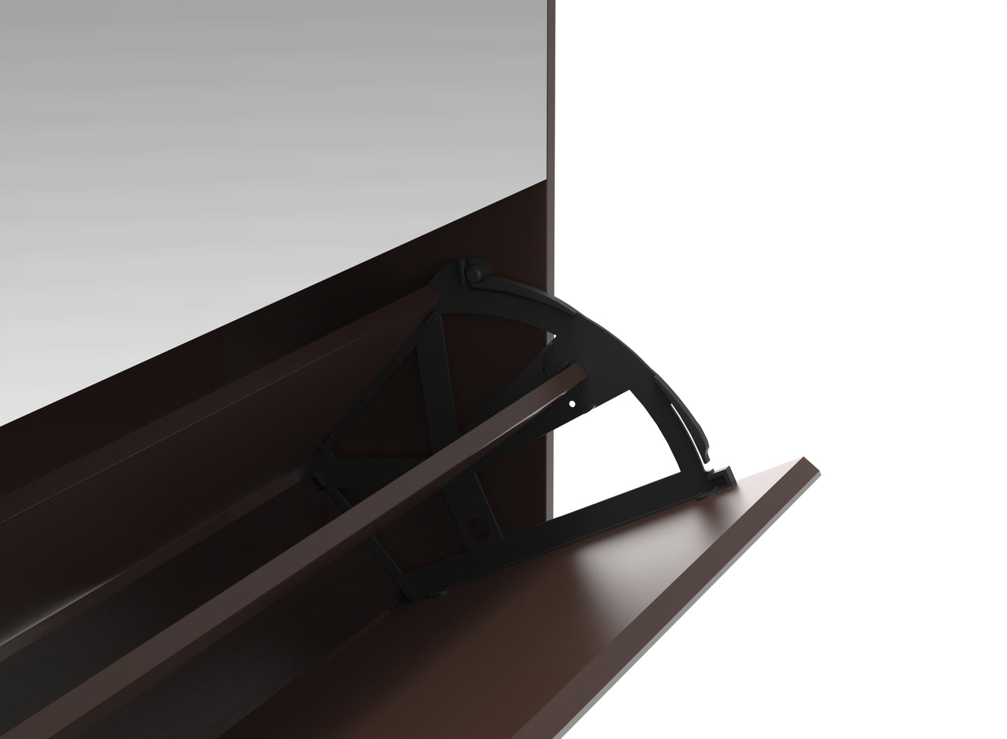 Mirror Shoe Cabinet with 2 Tier Drawers, Mirror Shoe Rack With 1 Drawer Storage, Mirror Shoe Organizer with 2 Layers In a Drawer for Entrance, Entryway, Bedroom,Brown Finish