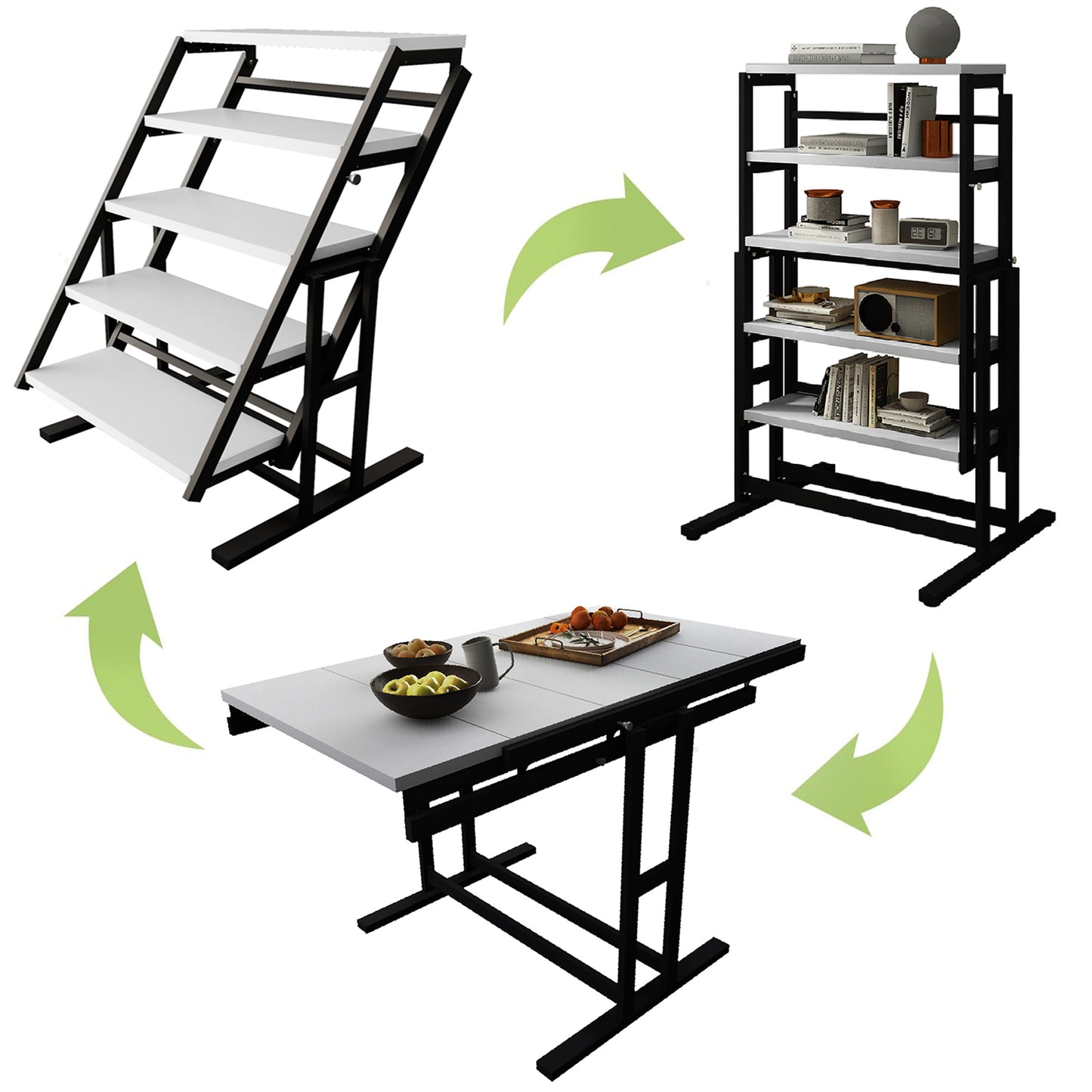 GLSCASA Dining table Multifunctional solid wood folding conversion table/folding shelf can be used as dining table or vertical shelf