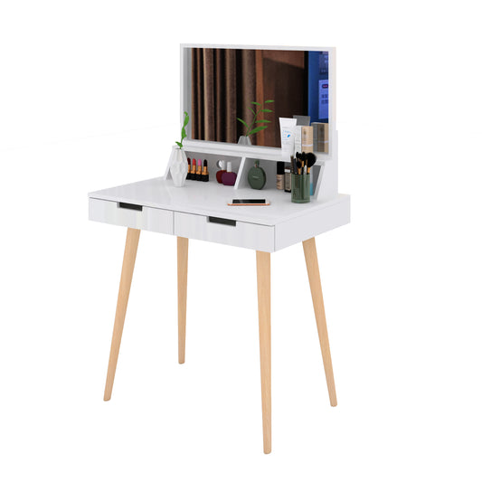 GLSCASA Makeup Vanity Desk with Mirror and Lights, Bedroom Vanity Table