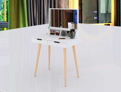 GLSCASA Makeup Vanity Desk with Mirror and Lights, Bedroom Vanity Table