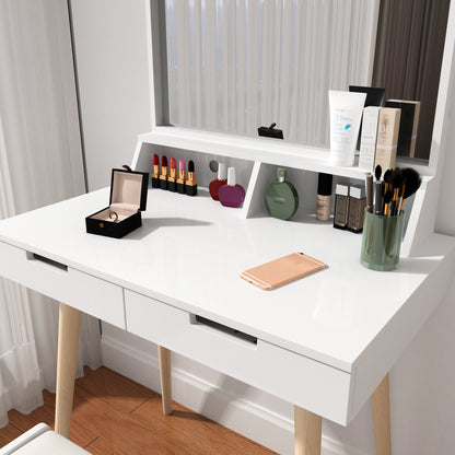 GLSCASA Makeup Vanity Desk with Mirror and Lights, Bedroom Vanity Table