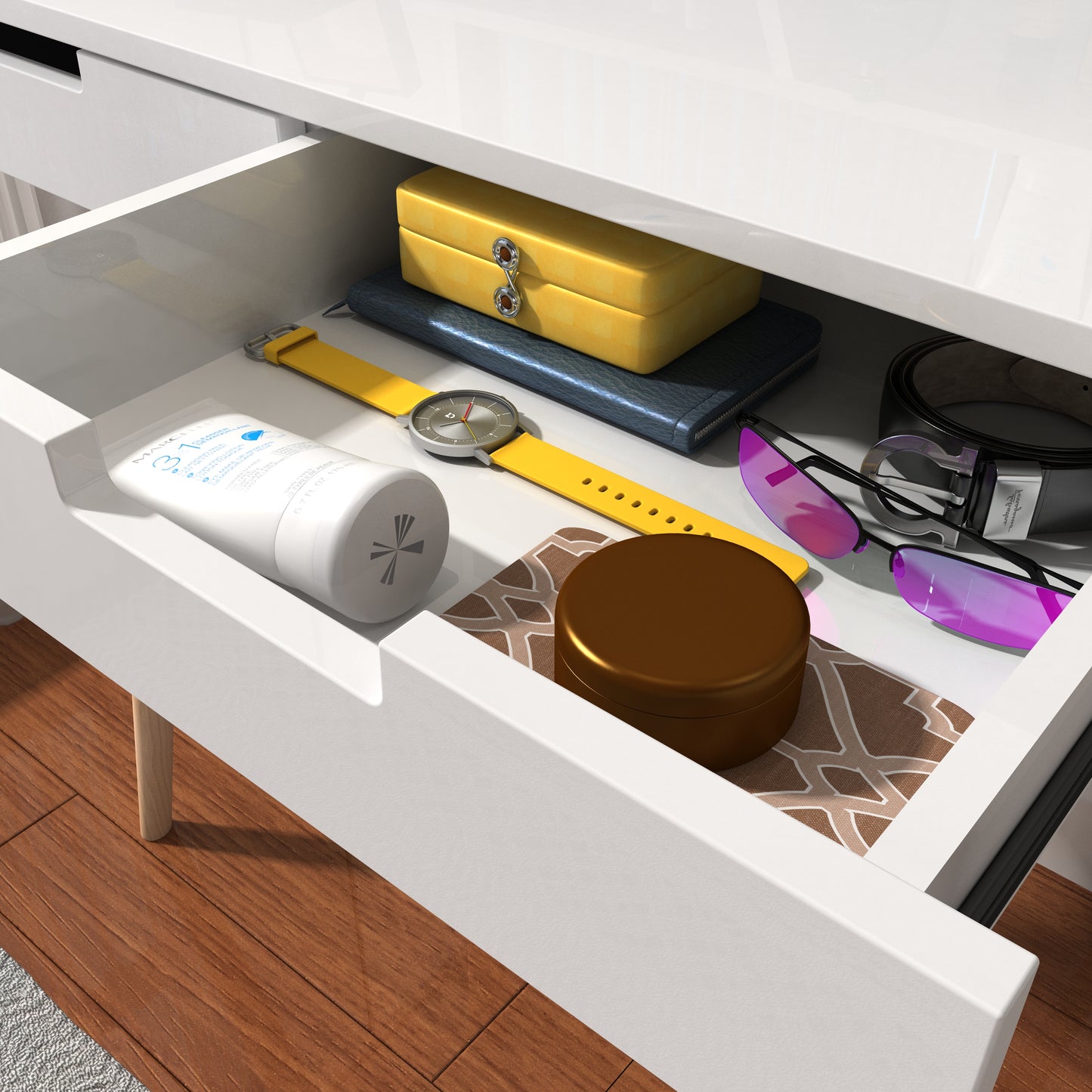 GLSCASA Makeup Vanity Desk with Mirror and Lights, Bedroom Vanity Table