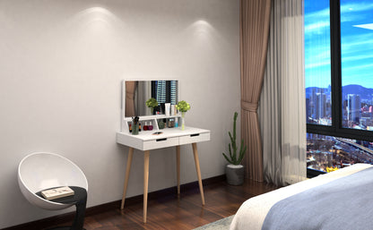 GLSCASA Makeup Vanity Desk with Mirror and Lights, Bedroom Vanity Table