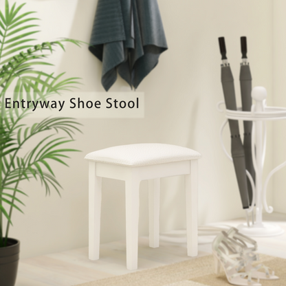 GLSCASA Vanity Stool Makeup Bench Dressing Stool with Cushion and Solid Legs,White