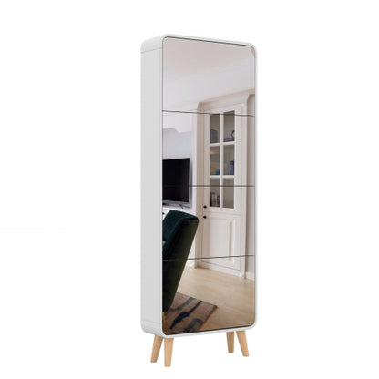 Modern Arc Design Shoe Cabinet With 4 mirrors door for Entrance
