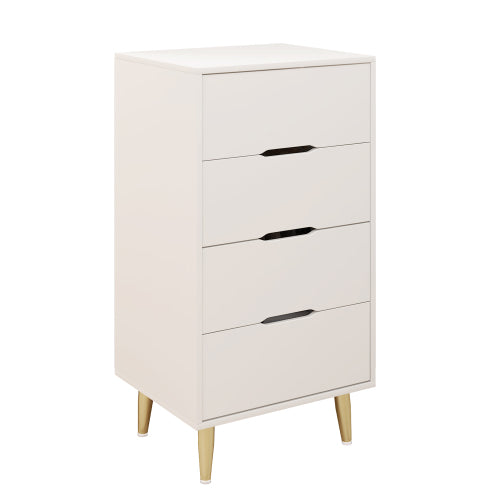 GLSCASA 4 Drawer Dresser, Drawer Chest, Tall Storage Dresser Cabinet Organizer Unit with Metal Legs for Bedroom, Living Room, Closet (White/4 Drawer)