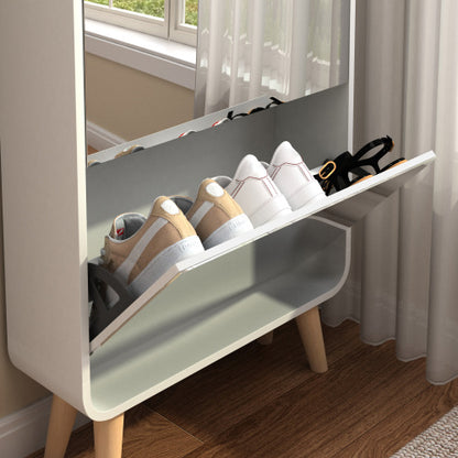 Modern Arc Design Shoe Cabinet With 4 mirrors door for Entrance