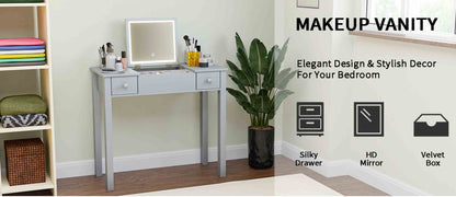 Small 2-in-1 Vanity Desk Set with Flip-Top LED Mirror