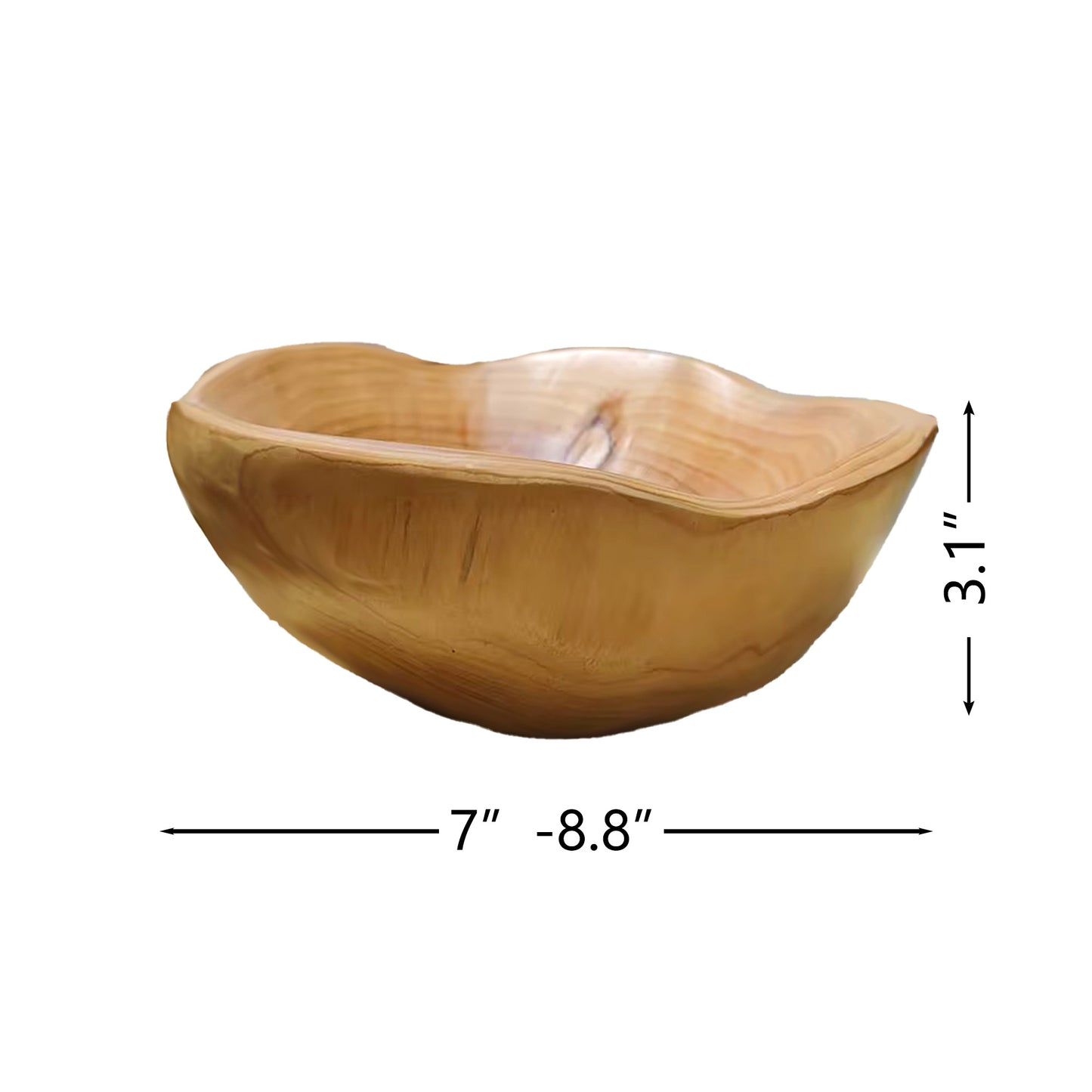 Hand-Carved Wooden Fruit Bowl, Decorative Live-Edge Root Wood Decorative Bowl for Countertop