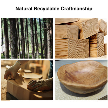 Hand-Carved Wooden Fruit Bowl, Decorative Live-Edge Root Wood Decorative Bowl for Countertop