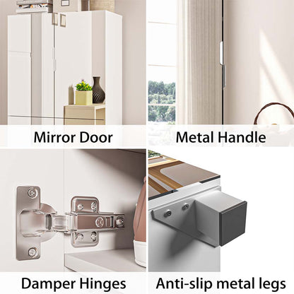 GLSCASA Tall Shoe Cabinet With Full Length Mirror, 6 Tiers Shoe Storage Cabinet, Large Capacity