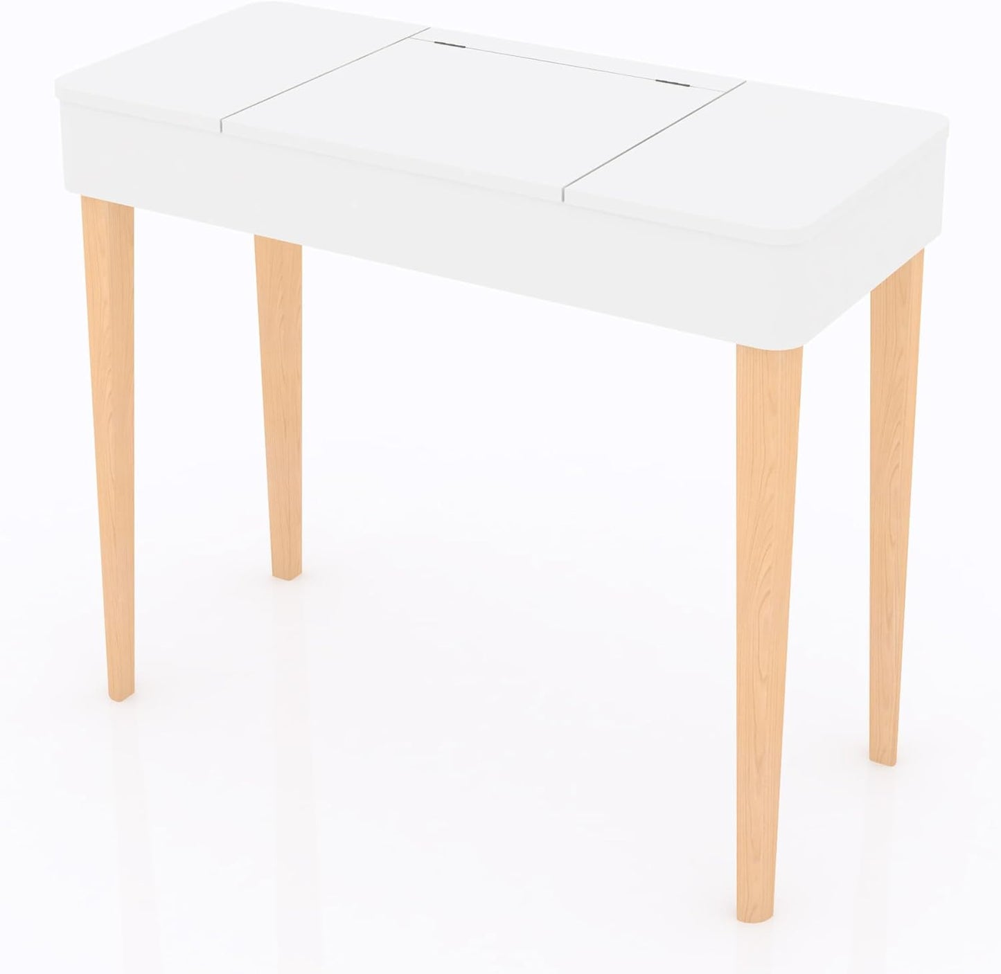 Vanity Table with Flip Top Mirror,Wooden Makeup Dressing Table,Flip Top Makeup Vanity Table with Double Door Compartment
