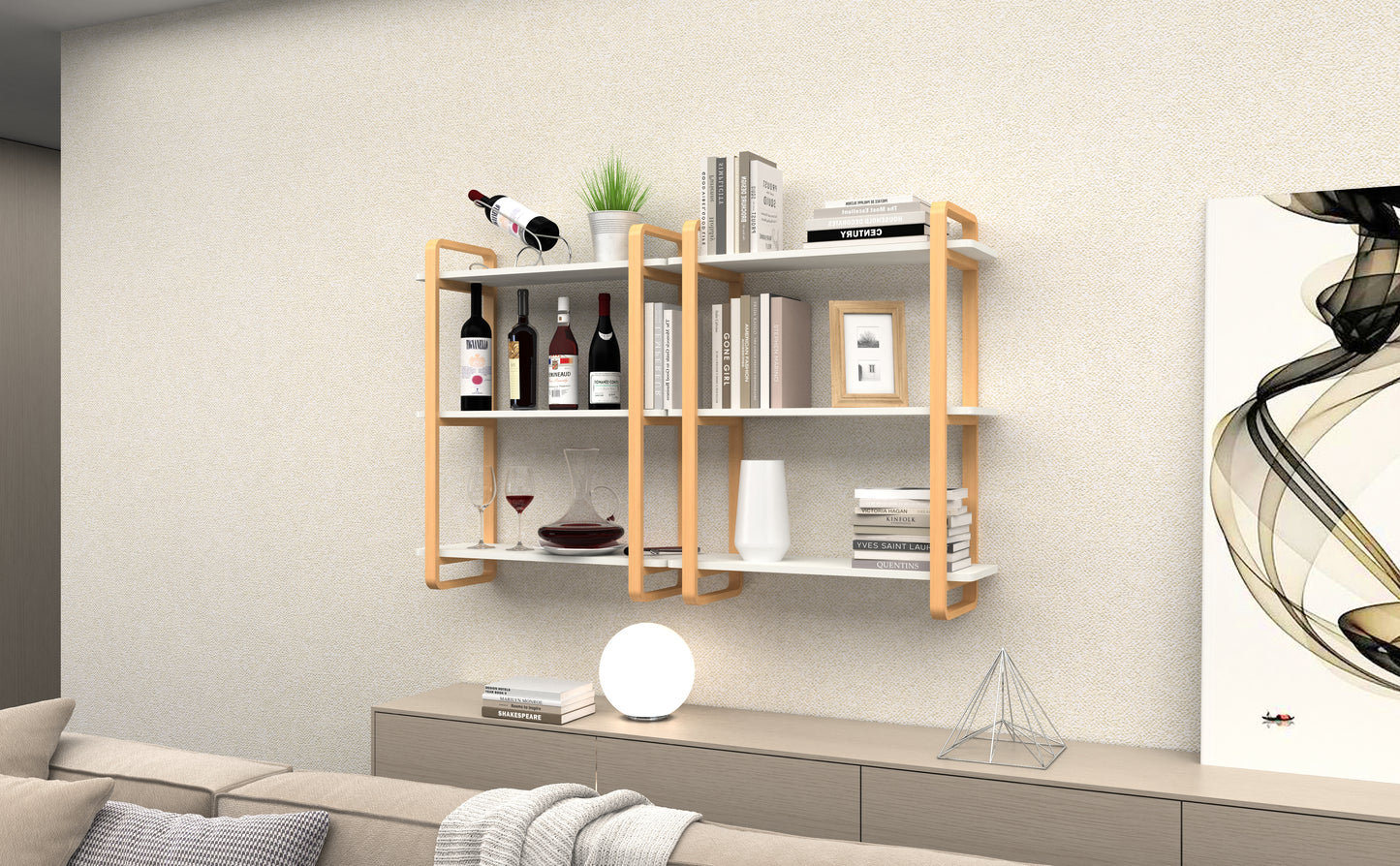 GLSCASA 3-tiers Wooden Bookshelf, Modern Open Bookcase with Solid Wood Frame, Freestanding Bookshelf Storage Organizer for Home Office Living Room