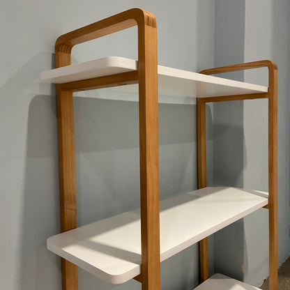 GLSCASA 3-tiers Wooden Bookshelf, Modern Open Bookcase with Solid Wood Frame, Freestanding Bookshelf Storage Organizer for Home Office Living Room