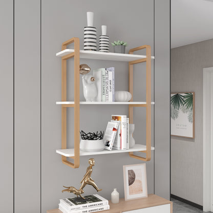 GLSCASA 3-tiers Wooden Bookshelf, Modern Open Bookcase with Solid Wood Frame, Freestanding Bookshelf Storage Organizer for Home Office Living Room