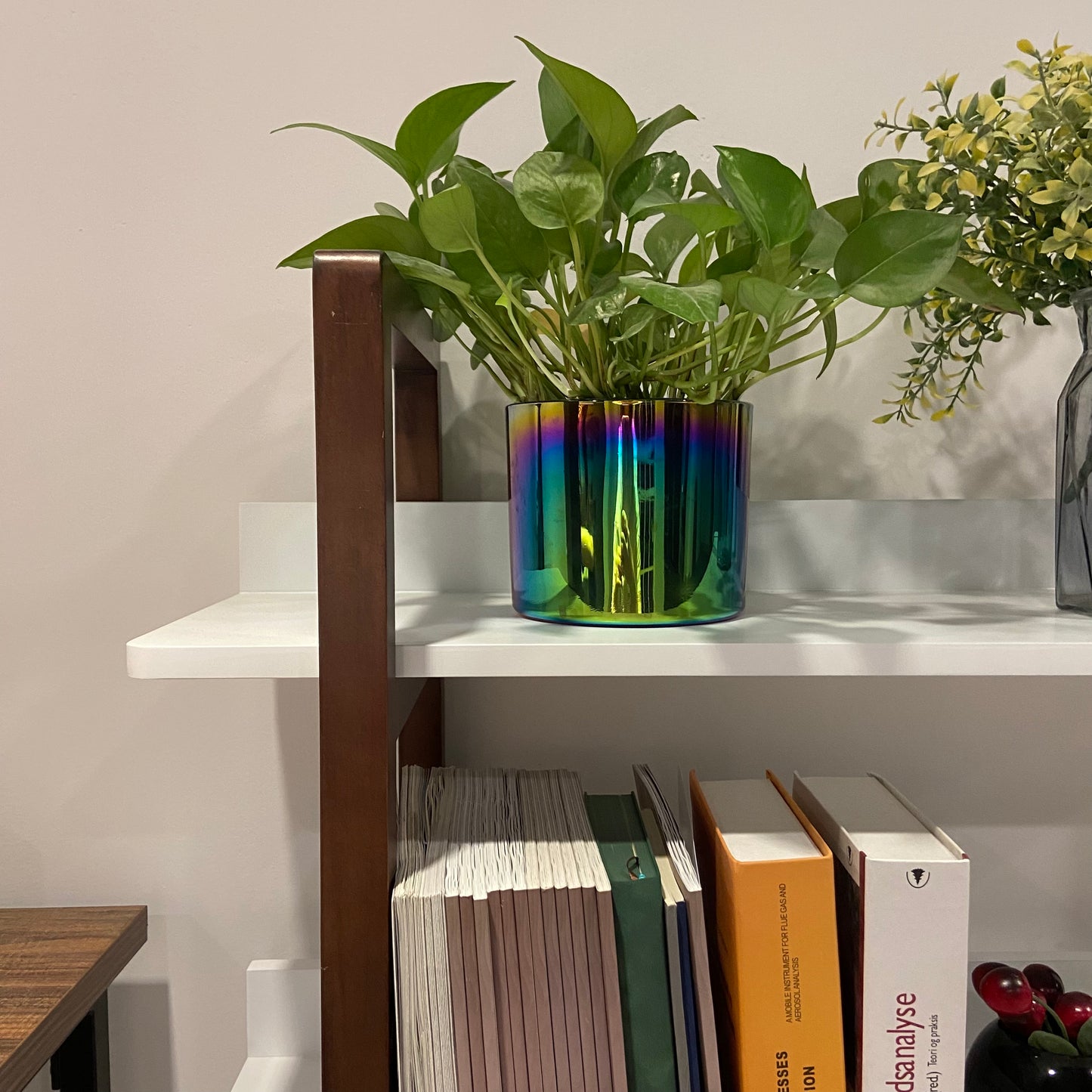 GLSCASA Multifuction Bookcase with Solid Wood Frame,Mix Color Plant Standing for Home Decro