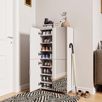 GLSCASA Tall Shoe Cabinet With Full Length Mirror, 6 Tiers Shoe Storage Cabinet, Large Capacity