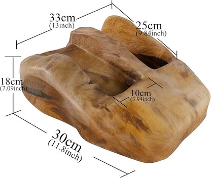 Root Wood Wine Rack - Root Wood Art Bottle Rack for 2 Bottles of Wine, Decorative Object Made of Root Wood for Kitchen, Dining Room, Living Room