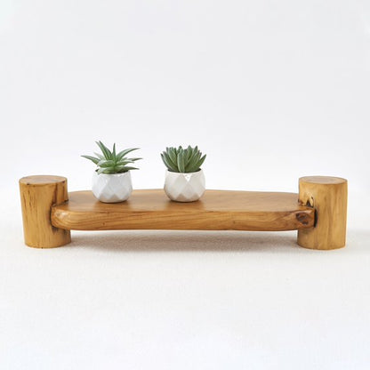 Natural Cedar Wood Serving Stand Rustic Wooden Pedestal Multi-Purpose Display Stand