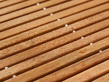 Teak Wood Bath Mat, Non Slip Bathroom Floor Mat for Spa, Bathtub and Outdoor, Roll Up for Easy Storage, L23.62"xW15.75"XH0.24"