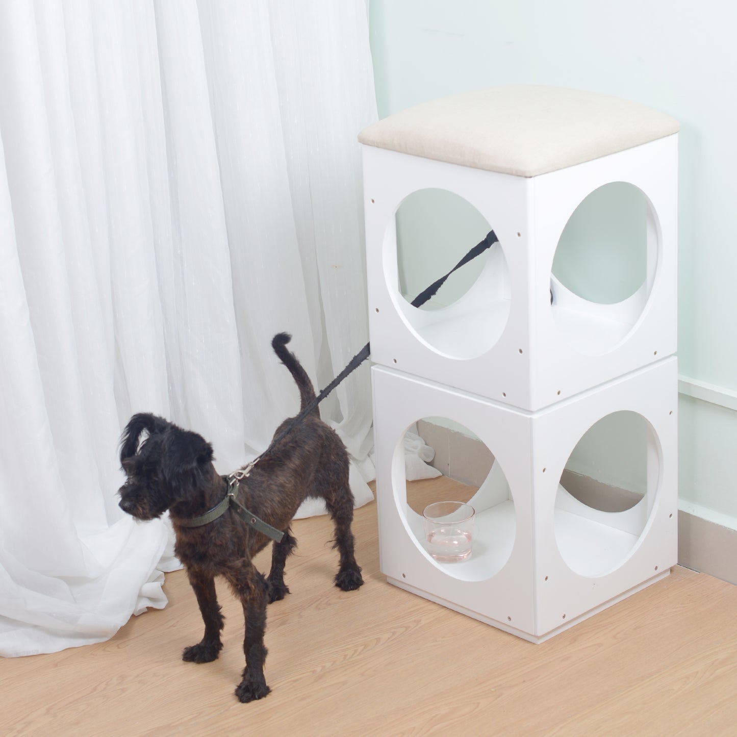 GLSCASA Multifunction Stackable Play Stool,Wood Stool,Pet Play Stool,Hollow Ottoman,White