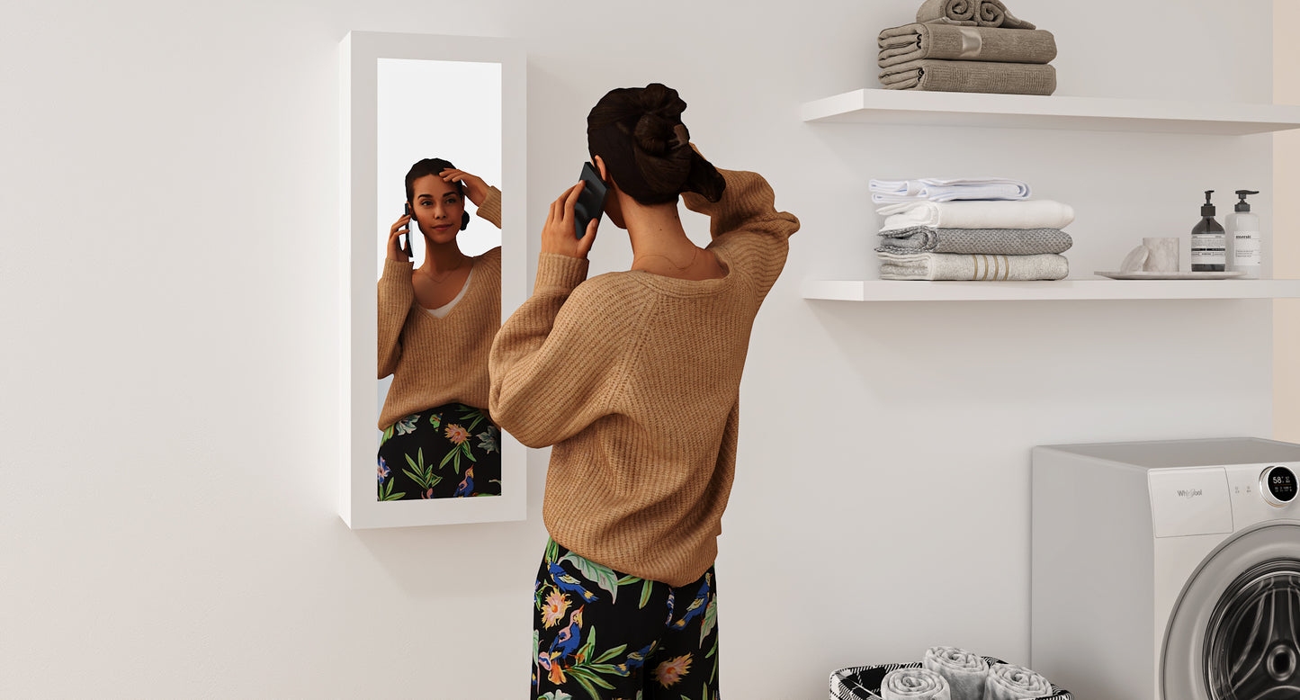 GLSCASA Swivel Built-In Center Ironing Board cabinet,White Finish