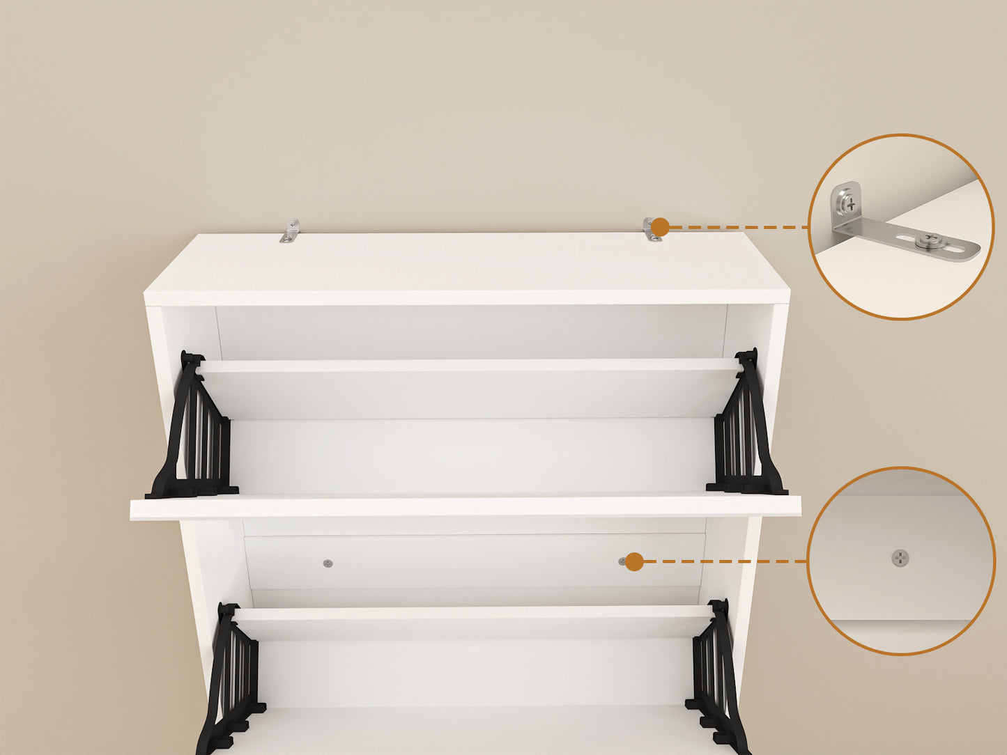 Modern Shoe Cabinet with Small Mirror Edge Gap, Mirror Shoe Rack Organizer with 3 Flip Drawers, Shoe Storage Cabinet for Entryway, Living room, Dressing room