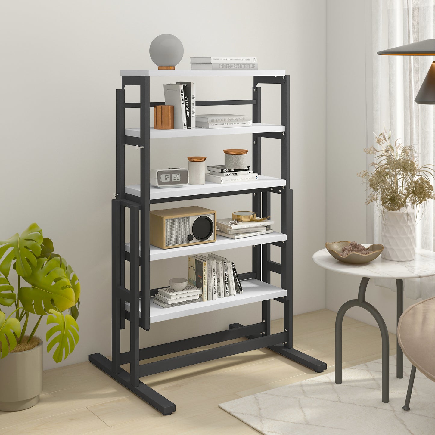 GLSCASA Dining table Multifunctional solid wood folding conversion table/folding shelf can be used as dining table or vertical shelf