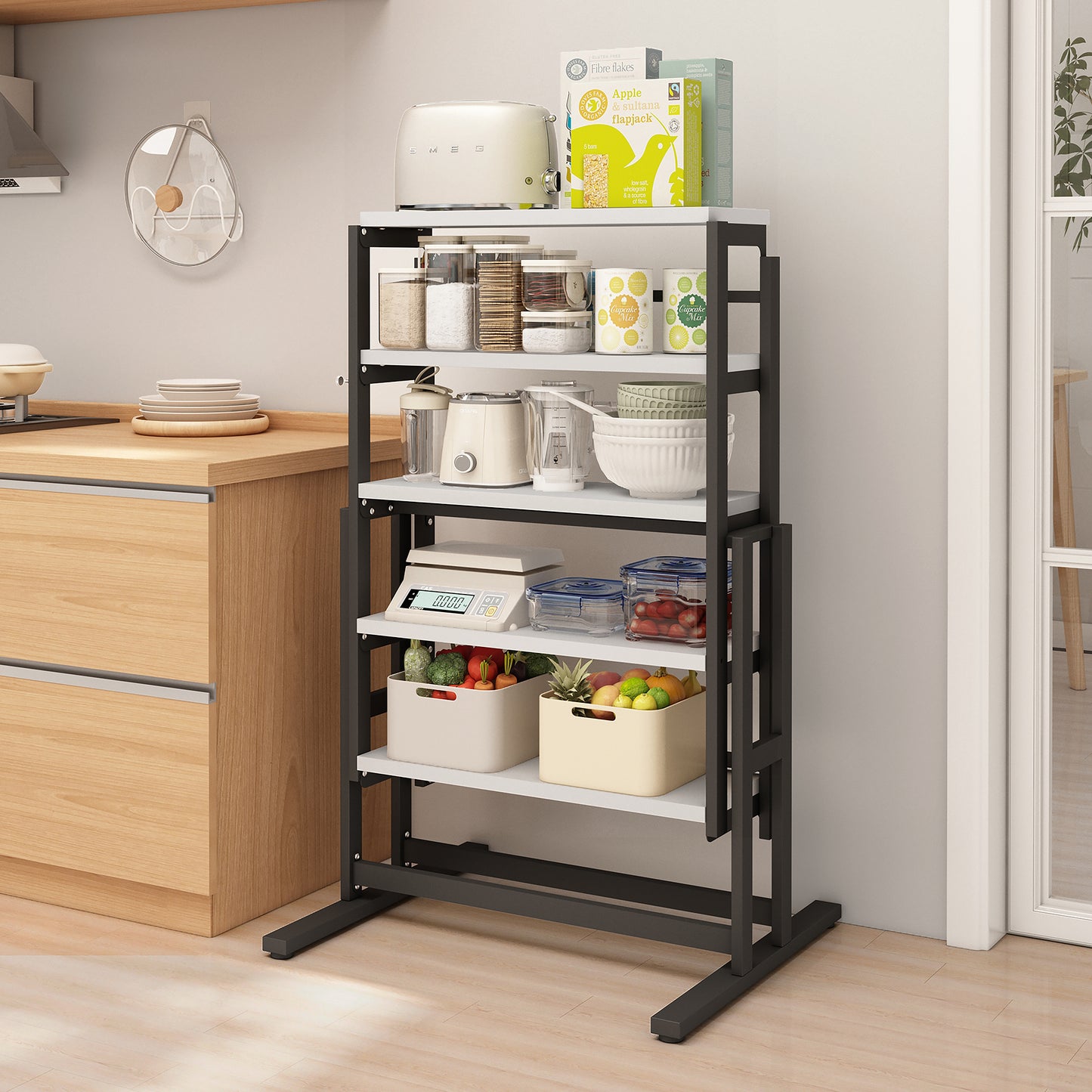 GLSCASA Dining table Multifunctional solid wood folding conversion table/folding shelf can be used as dining table or vertical shelf