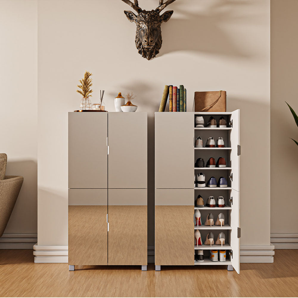 GLSCASA Tall Shoe Cabinet With Full Length Mirror, 6 Tiers Shoe Storage Cabinet, Large Capacity