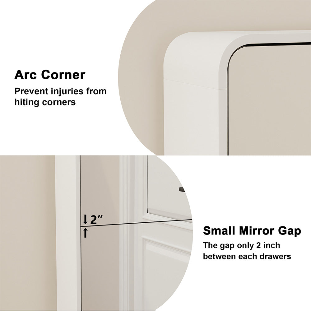 Mirror Shoe Cabinet with 4 Flip Drawers, Wooden Shoe Organizer with Solid Wood Legs, Full Length Mirror Shoe Rack, Narrow Shoe Storage Cabinet for Entryway, White