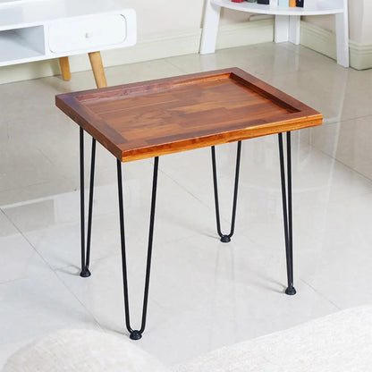 Solid Wood Side Table 56 x 45 x 53 cm, Small Wooden Accent Coffee Table for Indoor Living Room & Outdoor Backyard Patio