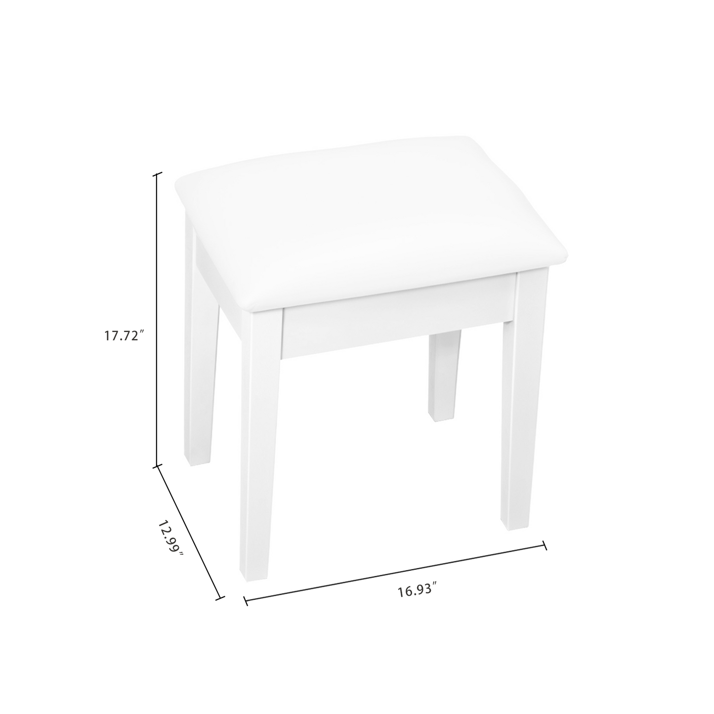 GLSCASA Vanity Stool Makeup Bench Dressing Stool with Cushion and Solid Legs,White