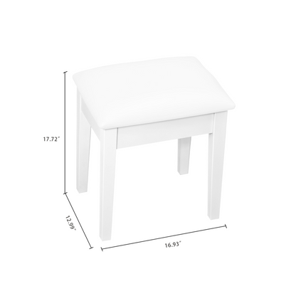 GLSCASA Vanity Stool Makeup Bench Dressing Stool with Cushion and Solid Legs,White