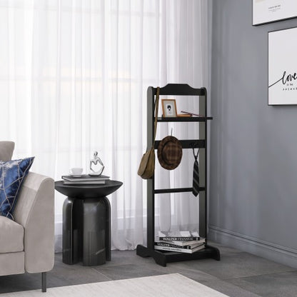 Accent Portable Garment Rack,Clothes Valet Stand with Storage Organizer,Black Finish