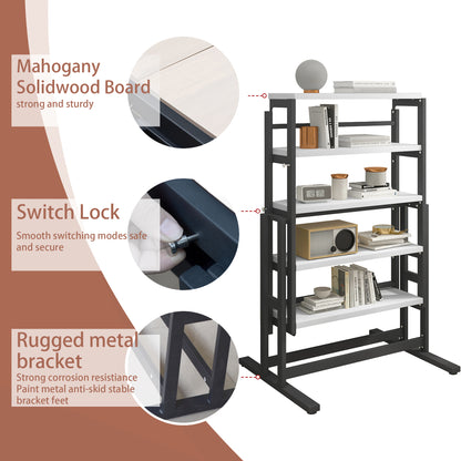 GLSCASA Dining table Multifunctional solid wood folding conversion table/folding shelf can be used as dining table or vertical shelf