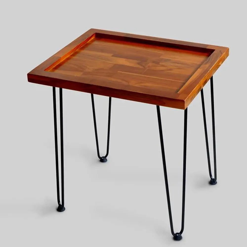 Solid Wood Side Table 56 x 45 x 53 cm, Small Wooden Accent Coffee Table for Indoor Living Room & Outdoor Backyard Patio