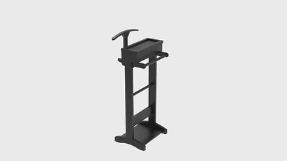 Black Portable Garment Rack,Clothes Valet Stand with Storage Organizer