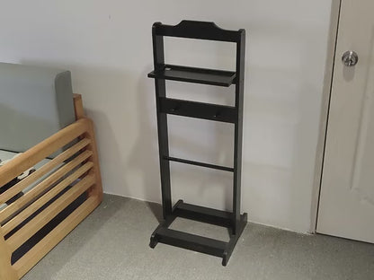 Accent Portable Garment Rack,Clothes Valet Stand with Storage Organizer,Black Finish