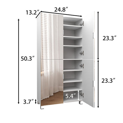 GLSCASA Tall Shoe Cabinet With Full Length Mirror, 6 Tiers Shoe Storage Cabinet, Large Capacity