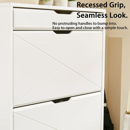 Modern 3-Tier Flip Shoe Cabinet with Top Drawer - Slim Free-Standing Organizer