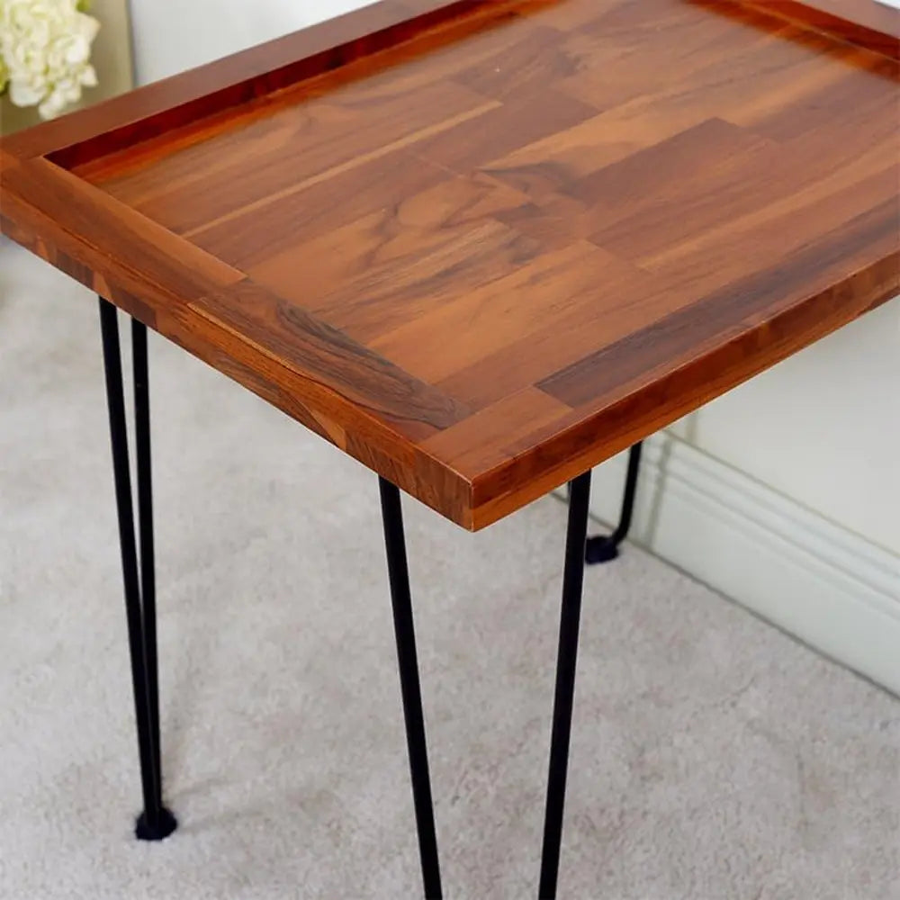 Solid Wood Side Table 56 x 45 x 53 cm, Small Wooden Accent Coffee Table for Indoor Living Room & Outdoor Backyard Patio
