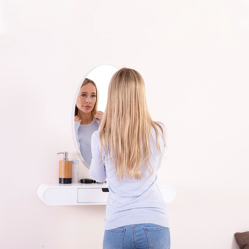 Oval Wall Mounted Mirror Dressing Mirror Frameless,Bedroom or Bathroom Mirror,Horizontal or Vertical