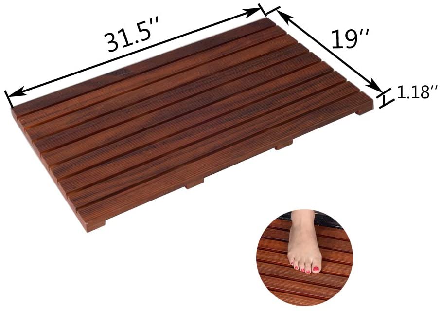 GLSCASA Teak Bath Mat Non Slip Bath Mat SPA Mat Bathroom Door Mat (31.5 x 19 x 1.18)