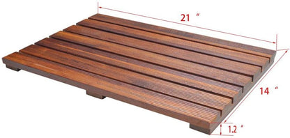 GLSCASA Sturdy Heavy Natural Teak Non Slip Spa Bath Mat for Tub Shower Bathroom,Indoor Outdoor Use (21 x 14 x 1.2)