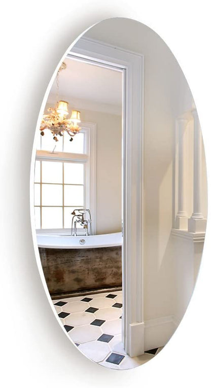 GLSCASA Oval Wall Mounted Mirror Dressing Mirror Frameless,Bedroom or Bathroom Mirror,Horizontal or Vertical(25.1" x 14.8" x 0.79")