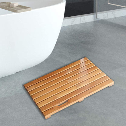 GLSCASA Teak Bath Mat Non Slip Luxury Spa Solid Teak Bath Mat Indoor/Outdoor Shower Mat Large Floor Mat 23.6'' x 15.7'' x 1.4''