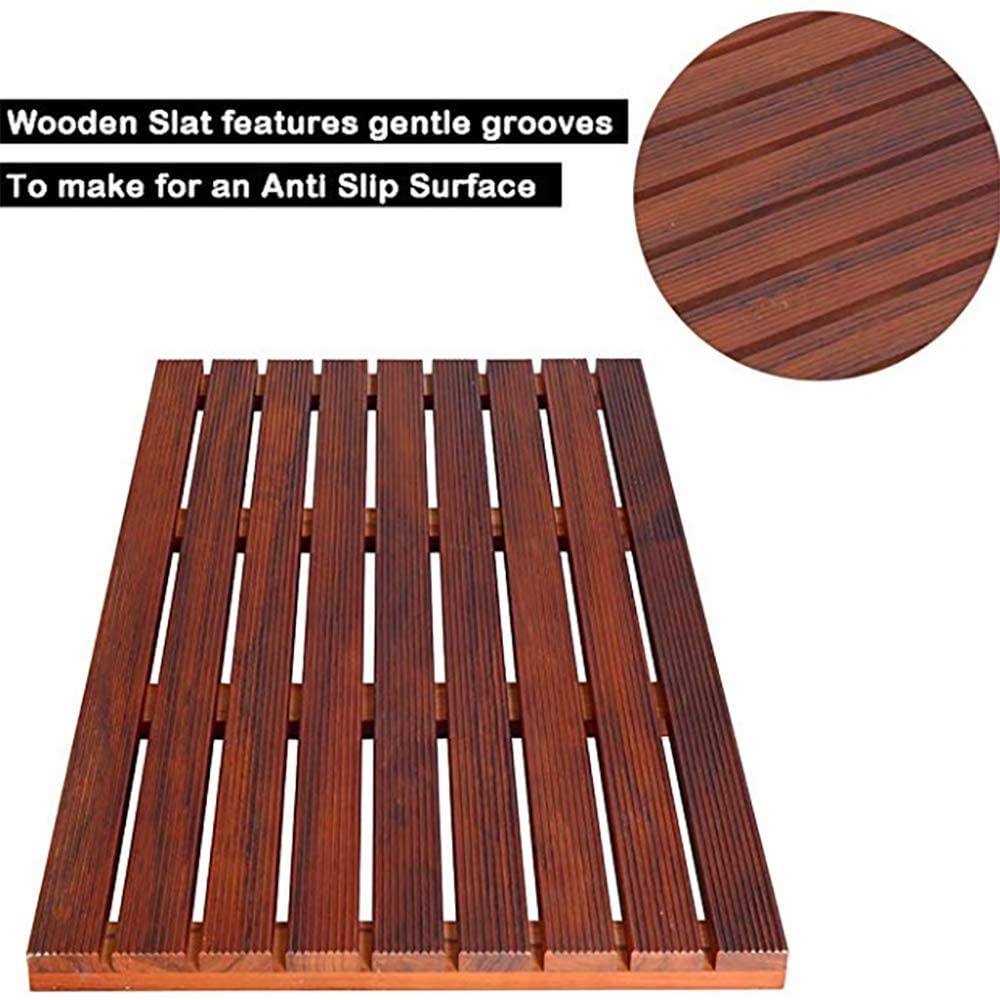 GLSCASA Teak Bath Mat Non Slip Bath Mat SPA Mat Bathroom Door Mat (31.5 x 19 x 1.18)